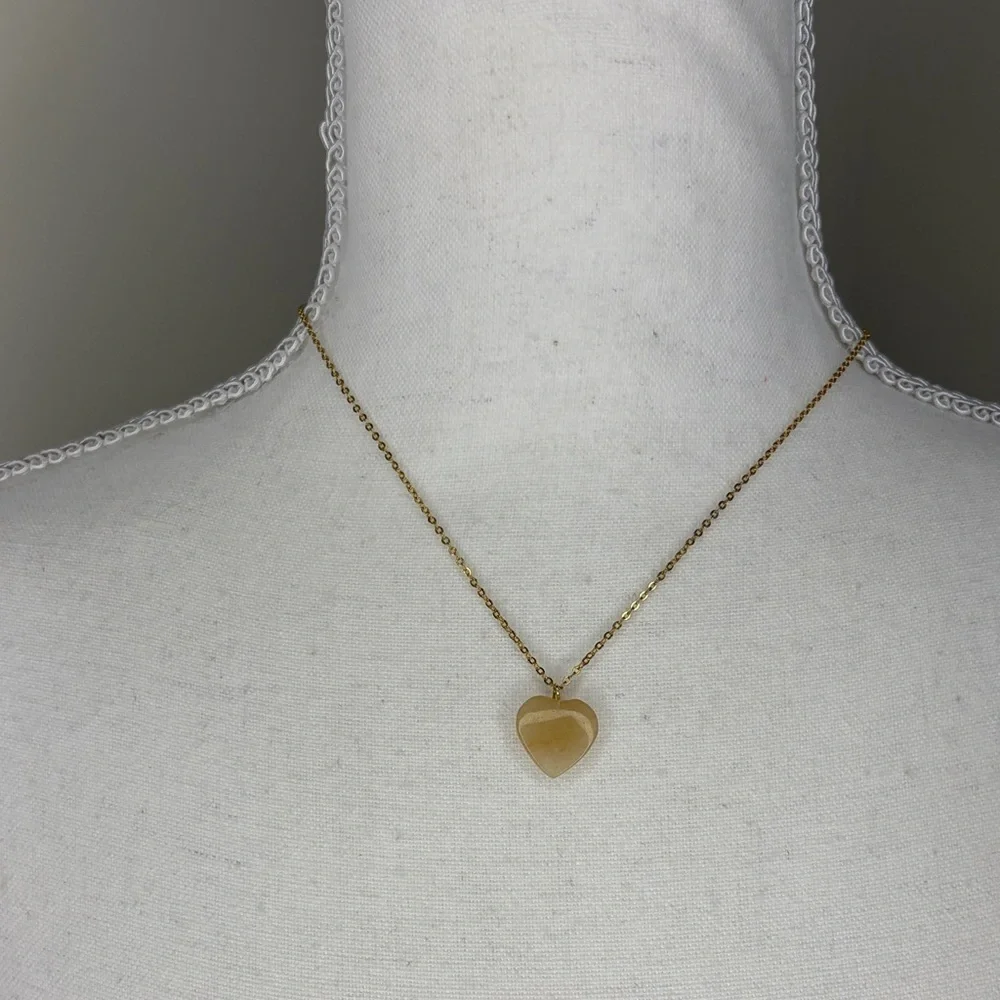 Translucent Look Heart Pendant Necklace with Gold Tone Chain. 18”